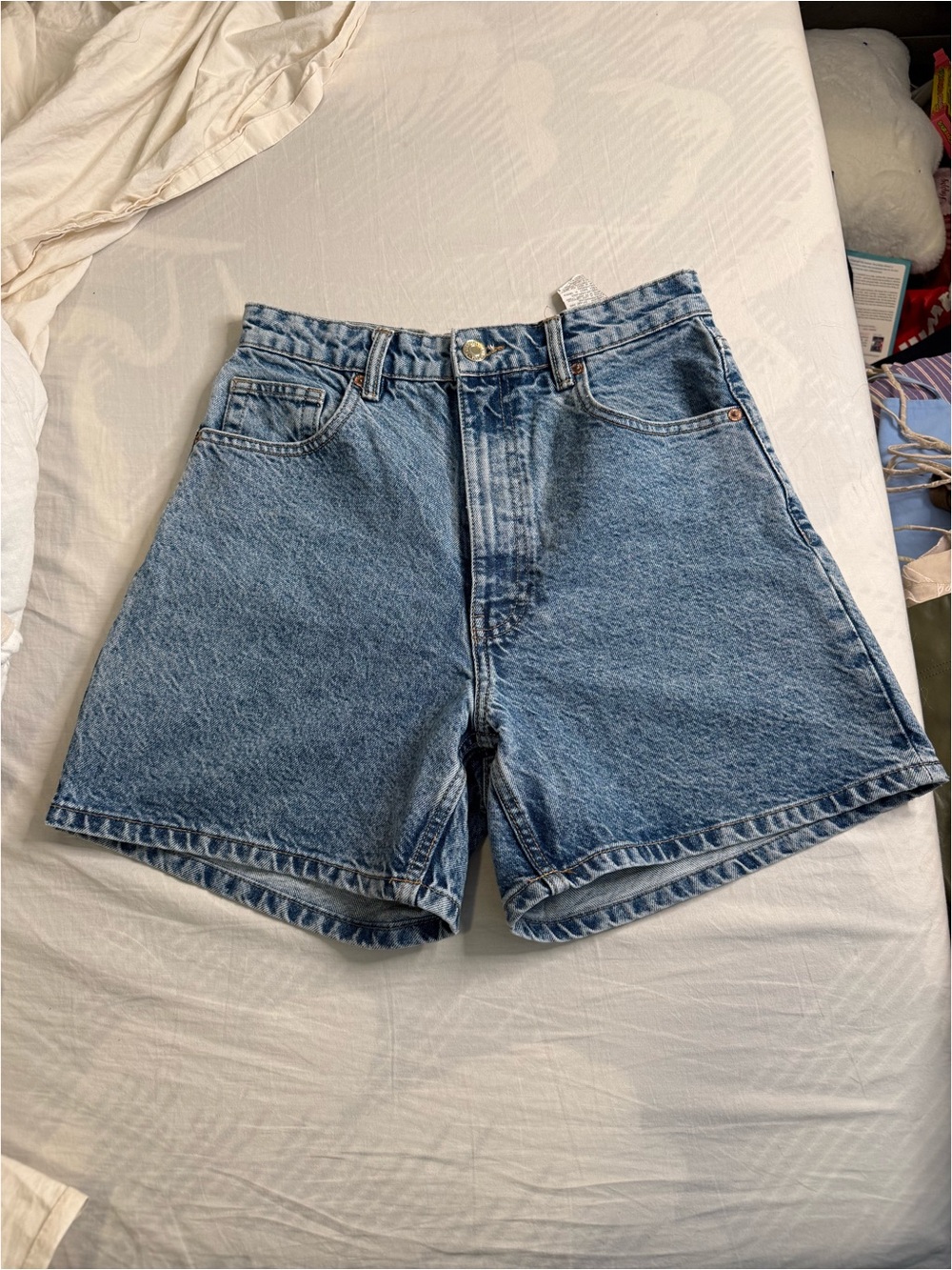High-Waist Blue Denim Shorts